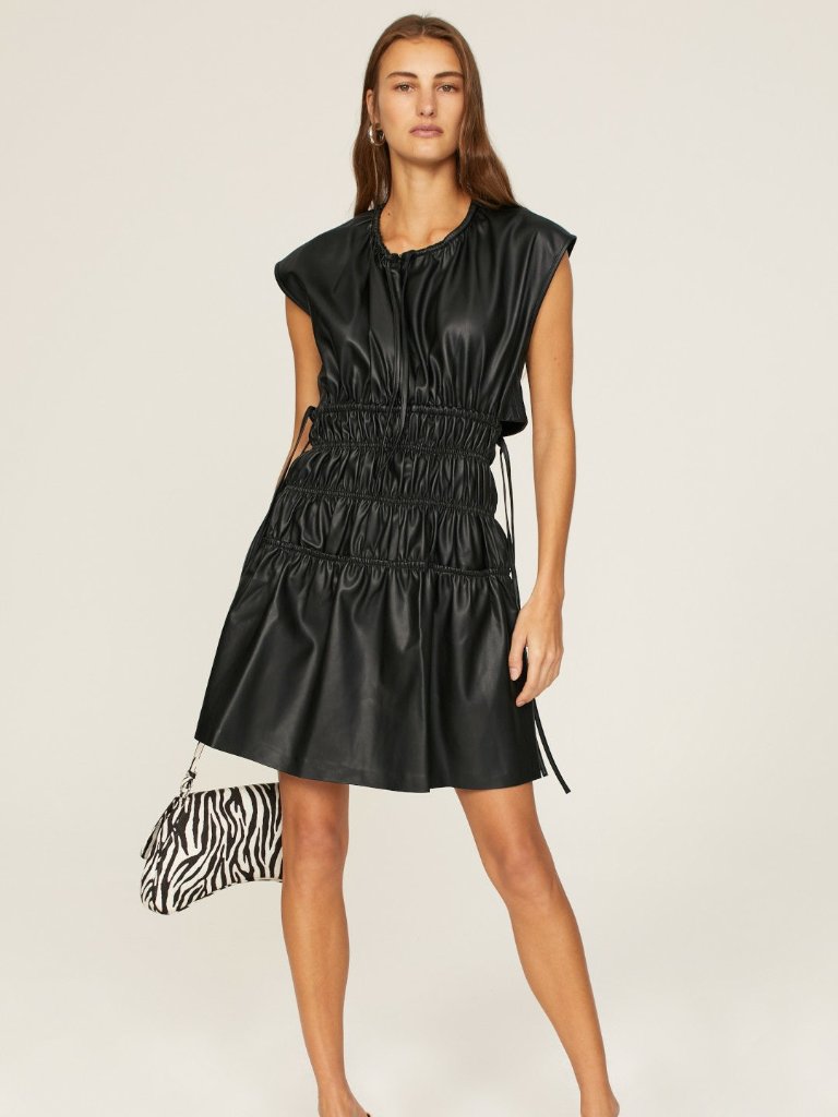 Proenza Schouler White Label Faux Leather Drawstring Dress Size 2